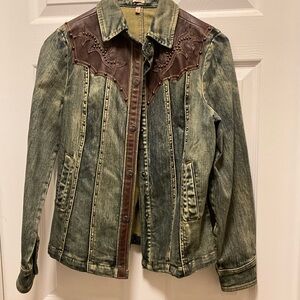 Reba Denim Jacket with Brown Accents